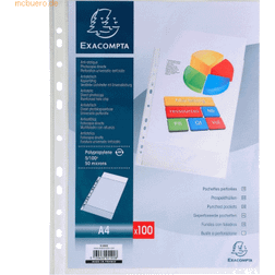 Exacompta Påse med 100 Perforerade Fickor i Kornig Polypropen A4 Format Ofärgad