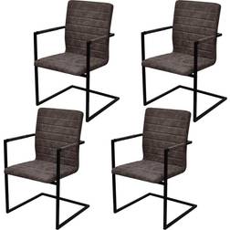 vidaXL Salle À Manger 4 pcs Cantilever Marron Chaise de Cuisine 2pcs