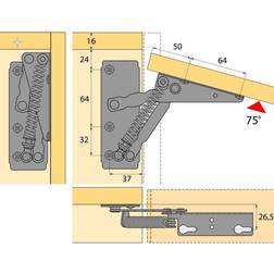 Hochklapp-Beschlag 40721 75° - 80-220 N - Derecha e izquierda - 40721