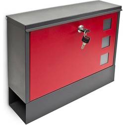 Relaxdays Briefkasten Metall 36x30cm Schwarz-Rot