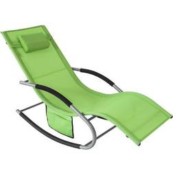 SoBuy Bain de Soleil Chaise Longue Fauteuil À Bascule Avec Appui-tête et Pochette Latérale OGS28-GR