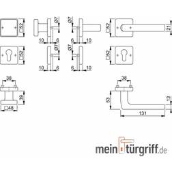 Hoppe WG-PZ E43L/52KV/52KVS/1643Z Edelstahl F69 Dallas 37-42 mm DIN L/R Schnellstift-Verbindung