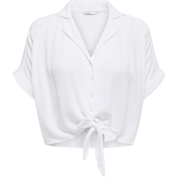 Only Short Sleeved Shirt with Knot Detail - White