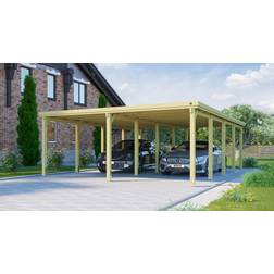 Weka Carport Bois Double 618 T3 Poteaux 12x12 Couverture PVC (Surface du bâtiment )