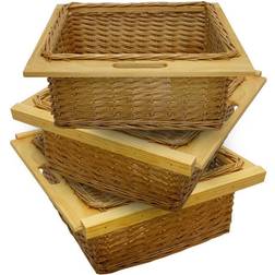 Kukoo 3 x Pull Out Wicker Kitchen Baskets 600mm Brown