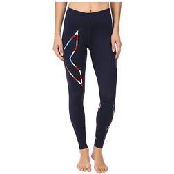 2XU Motion Mid-Rise Compression Tights - Navy/USA Stars Stripes