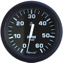 FARIA EURO BLACK 4 TACHOMETER 6000 RPM GAS INBOARD & I/O