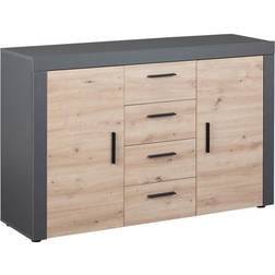 Inter Link Buffet Corbeto 2T4S Artisan Anthracite Gris 2 Portes Commode