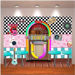 Xll rock roll party back to 50's sock hop photography background back to 1950