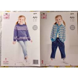 King Cole 5879 4ply Pattern Girls Sweater & Cardigan