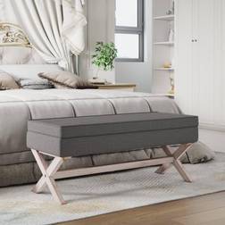 vidaXL 110x45x49 stof mørkegrå Skammel