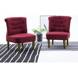 vidaXL Chaises Françaises 2 pcs Rouge Bordeaux Tissu Wine Red Fauteuil 2pcs