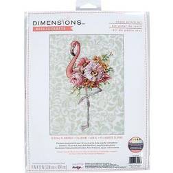 Dimensions counted cross stitch kit 9"x12"-floral flamingo 14 count