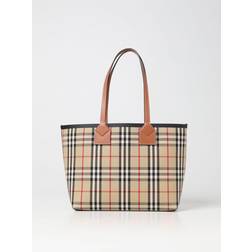 Burberry Womens Briar Brown/black London Small Checked Cotton-canvas Shoulder bag