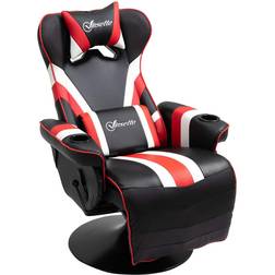 Vinsetto Gaming Chair, Racing Style Computer Recliner with Lumbar Support, Footrest and Cup Holder, Black/White/Red