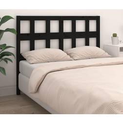 vidaXL Bed Black Wood Pine Black Headboard