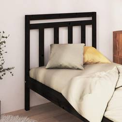 vidaXL Bed Black Solid Wood Pine Black Headboard