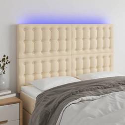 vidaXL LED gräddvit tyg Sänggavel