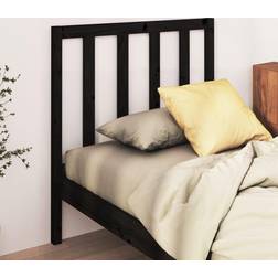 vidaXL Bed Black Solid Wood Pine Black Headboard