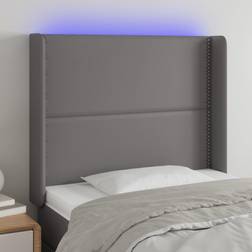 vidaXL Con Led Cuero Sintético Gris 103x16x118/128 cm Cabecero