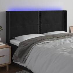vidaXL LED Svart 203x16x118/128 cm Sammet Sänggavel
