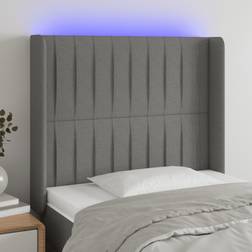 vidaXL LED mörkgrå tyg Sänggavel
