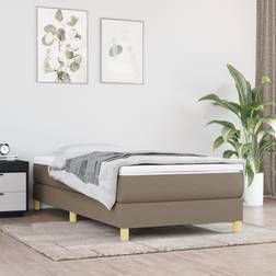 vidaXL kontinentalseng 90x200 stof gråbrun Sengeramme
