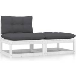 vidaXL 2-delige Loungeset Met Kussens Massief Grenenhout Wit