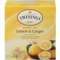 Twinings 2 packs herbal tea lemon & ginger caffeine 75g