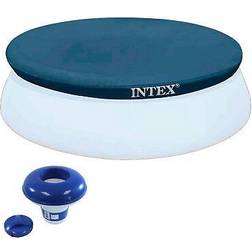 Intex 8' round cover for above ground pools with 7" floating chlorine dispenser