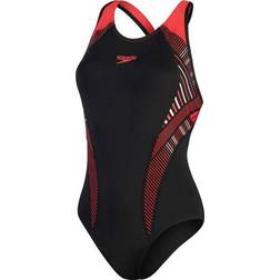 Speedo Femme Placement Laneback Noir/Rouge