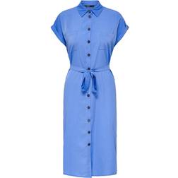 Only Midi Tie Belt Shirt Dress - Blue/Ultramarine