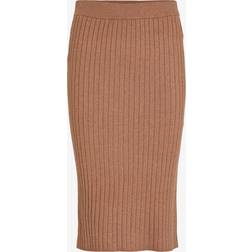 Vila Comfy Rib Knit Skirt - Toasted Cocnut