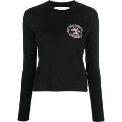 Palm Angels Logo Print Langærmet Skjorte College T-shirt - Sort