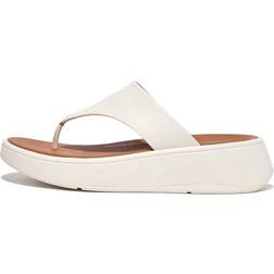 Fitflop F-Mode Leather Flatform Toe-Post Sandals - White