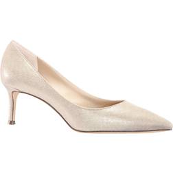 Nina womens fabric pointed toe classic pumps, taupe reflective