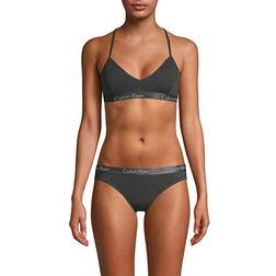 Calvin Klein Women's Motive Stretch-Cotton Bralette - Charcoal Heather