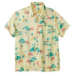 Island Printed Short-Sleeve Shirt - Yellow Luau