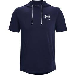 Under Armour Felpa con cappuccio a maniche corte - Midnight Blu Marino/Onyx Bianco