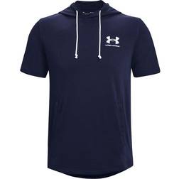 Under Armour Men's Rival Terry Short Sleeve Hoodie - Midnight Navy/Onyx White
