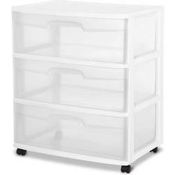 Sterilite 3-Drawer Cart Clear Portable Durable White Storage Cabinet 55.6x61cm