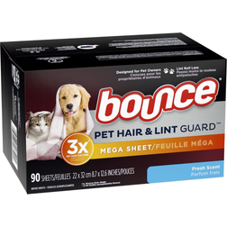 Bounce Pet Hair and Lint Guard Mega Dryer Sheets with 3X Pet Hair Fighters 90pcs