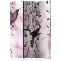 Artgeist Skærmvæg Flying Hummingbirds Pink 135 x 172 cm Dobbeltsiddet Rumdeler