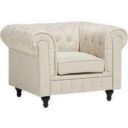 Beliani Beige Dossier À Points Diamant Style Classique Chesterfield Fauteuil