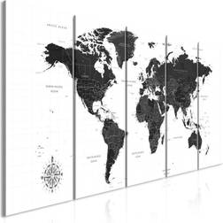 Artgeist Canvas Black and White Map delar Narrow Tavla