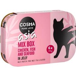 Cosma Asia In Gelatina 6 x 170 g Alimento Umido Per Gatto - Mix: 3 Gusti Al Pollo + 1 Gusto Al Tonno