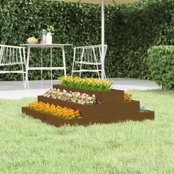vidaXL plantekasse 80x80x27 massivt fyrretræ gyldenbrun Plantekasse
