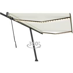 vidaXL Toldo Retráctil Manual Con Luz LED Crema 500x300 cm