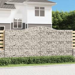 vidaXL Cesti Gabbioni Ad Arco 7 Pz 400x50x180/200 cm Ferro Zincato - Argento