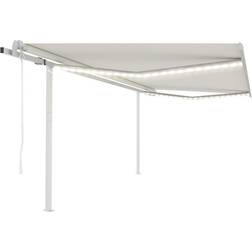vidaXL Tenda Automatica con Sensore Vento e LED 4,5x3,5 m Crema